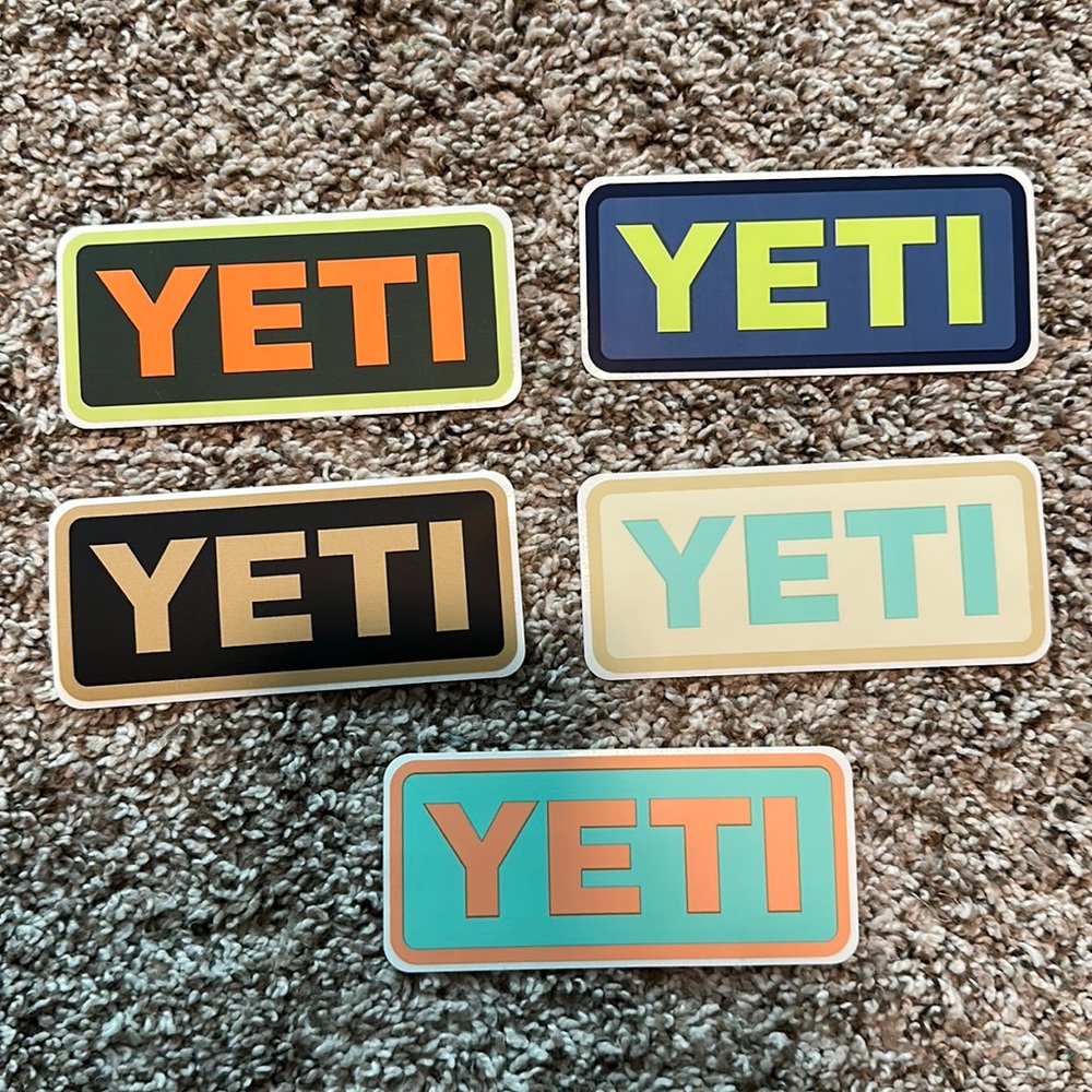 Set of five (5) Yeti stickers